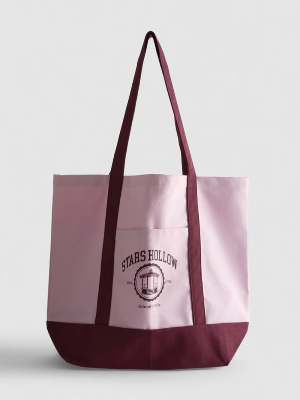 Gilmore Girls Stars Hollow Canvas Tote in Light Pink and Maroon - Picture 11 of 14